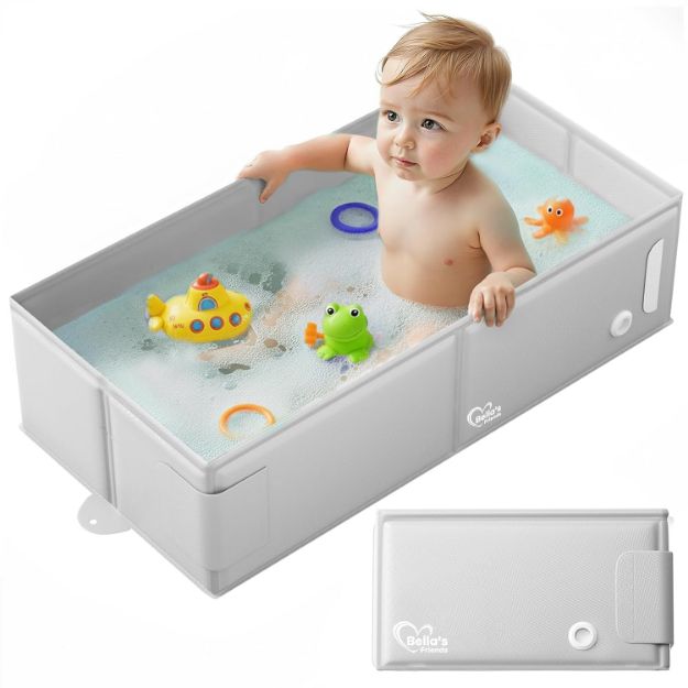 Bella’s Friends Baby Collapsible Bathtub, Travel Bath Tub for Baby, Foldable and Portable, Easy Storage, Reinforced Structure, Lightweight, Travel Essentials for 6M-3Y Infant Toddler