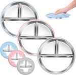 Bella's Friends Stainless Steel Toddler Plates Silicone Suction,3 Packs Non-Slip Baby Plates,Divided Portion,Food-Grade Silicone Plate for Kids,LEAD-FREE Dishwasher Safe