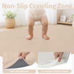 Bella's Friends Foldable Baby Play Mat for Floor, 50"x50" Vegan Leather Playpen Mat, 1.2" Extra Thick Foam, Non-Toxic, Wipe-Clean, Travel-Ready, Non-Slip Crawling Mat for Kids Toddlers&Infants