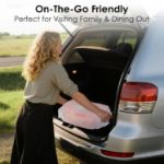 Bella’s Friends 3-in-1 Toddler Booster Seat for Dining Table and Kitchen Chair with Adjustable Tray and Safety Straps, Foldable&Portable Baby Seat for Travel, Feeding, and Floor Use