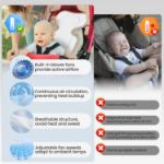 Bella's Friends Baby Stroller Cooling Pad with 2 Built-in Blower Up to 10H MAX 10000 mAh Rechargeable 3 Speed Adjustable Car Seat Liner Cooling Cushion for Toddler Outdoors Summer Baby Essentials